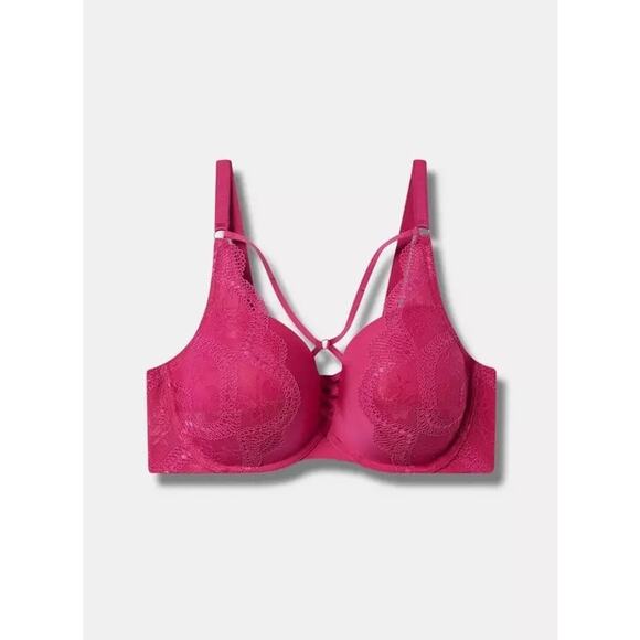 Torrid XO Plunge Push-Up Bra underwire bright pink sz 46B new with tags WL358 - Picture 4 of 8